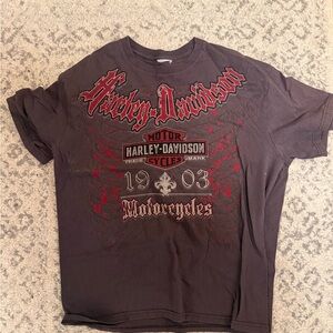 Harley-Davidson Dark Gray and Red Graphic Tee